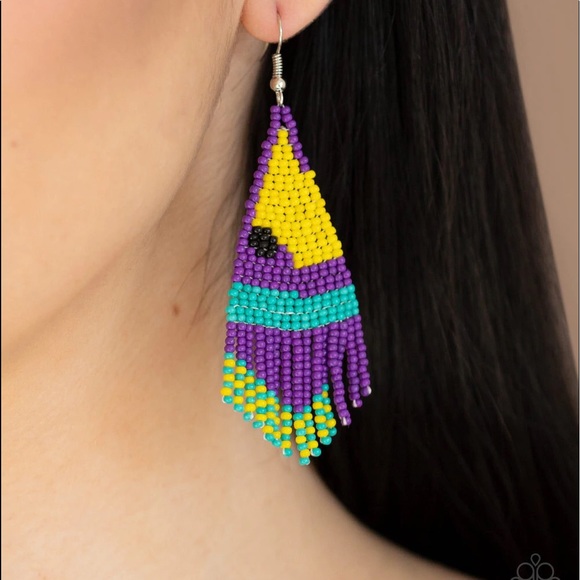 Brightly Beaded Purple Paparazzi Earrings